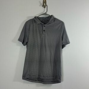 Lululemon Mens Polo Shirt Short Sleeve Button Front Striped Black White Small